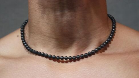 Black Shungite Necklace for Men/Women Energy Protection Jewelry Black Choker Necklace 6mm Beads 17 inches Made in USA in Kuwait