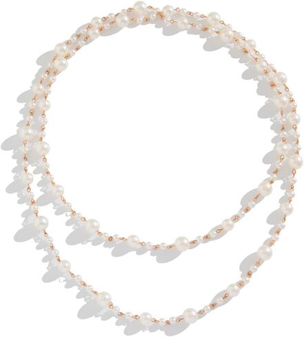 Long Pearl Necklaces for Women Trendy Pearl Chain Long Pearl Necklace Layered Pearl Statement Necklace Sweater Strand Chain Jewelry in Saudi Arabia