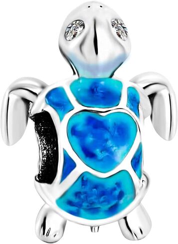 Blue Sea Turtle Charm for Bracelet Charm Compatible with Pandora Charm Bracelet Charms Seaturtle Animal Silver Heart Necklace Pendant in Saudi Arabia