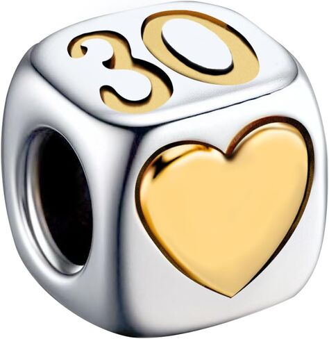 KunBead Birthday 13 16 18 21 30 40 50 60 70 80 Love Gold Heart Bead Charms Compatible with Pandora Charm Bracelet for Women in Saudi Arabia