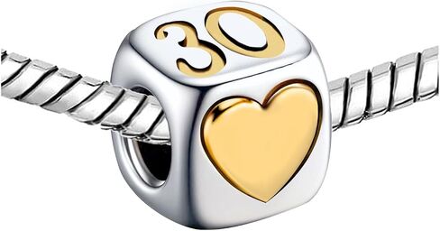 KunBead Birthday 13 16 18 21 30 40 50 60 70 80 Love Gold Heart Bead Charms Compatible with Pandora Charm Bracelet for Women in Saudi Arabia