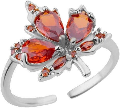 Modpide Stainless Steel Open Adjustable Autumn Maple Leaf Finger Ring for Women Thanksgiving Gift in Saudi Arabia
