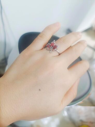Modpide Stainless Steel Open Adjustable Autumn Maple Leaf Finger Ring for Women Thanksgiving Gift in Saudi Arabia