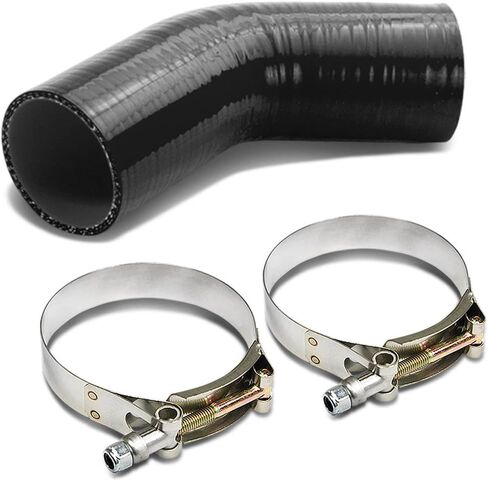 Auto Dynasty 3.25 inches to 3.25 inches 45 Degree Elbow 4-Ply Turbo/Intake/Intercooler Piping Silicone Coupler Hose+T-Clamp (Black) in Saudi Arabia