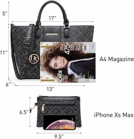 Dasein Women Satchel Purse Handbag Shoulder Bag Work Tote Bag with Matching Clutch in Saudi Arabia