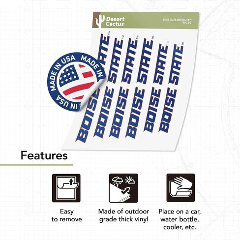 Desert Cactus Boise State University Broncos Stickers Vinyl Decals Laptop Water Bottle Car Scrapbook 11.38x8.94 Sheet T3 (Type 3-1) in Saudi Arabia