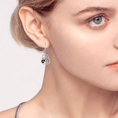 Animal Earrings for Women Sterling Silver Heart Cat/Owl/Sloth/Panda/Frog Dangle Drop Gfits Jewelry for Women in Saudi Arabia