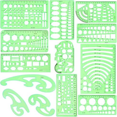 7 Pack Drawings Templates Stencil, Circle Template for Geometric Drawing Stencils, Plastic Clear Circle Stencils Architecture Supplies Drafting Tools for Office, Studying, Designing in Kuwait
