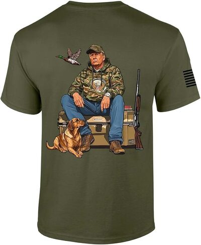 Patriot Pride Trump Hunting T-Shirt Trump Hunting Dog Mallard Short Sleeve T-Shirt in Saudi Arabia