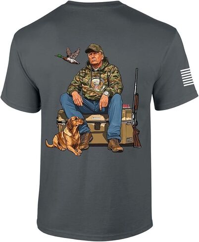 Patriot Pride Trump Hunting T-Shirt Trump Hunting Dog Mallard Short Sleeve T-Shirt in Saudi Arabia