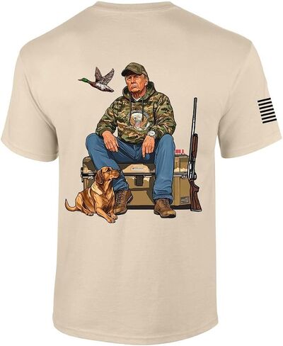 Patriot Pride Trump Hunting T-Shirt Trump Hunting Dog Mallard Short Sleeve T-Shirt in Saudi Arabia
