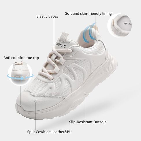 Platform Women's Fashion Sneakers,Cow Leather Patchwork Casual Tennis Shoes for Women Comfortable Non Slip Running Walking Shoes in Kuwait
