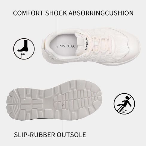 Platform Women's Fashion Sneakers,Cow Leather Patchwork Casual Tennis Shoes for Women Comfortable Non Slip Running Walking Shoes in Kuwait