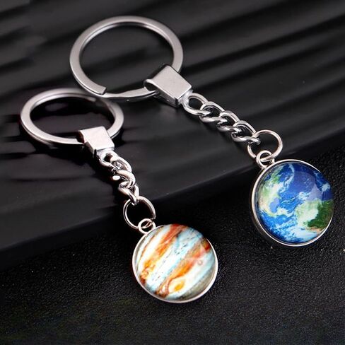 Keychains Luminous Planets Fashion Double-sided Crystal Pendant Key Ring Bags Key Chains Gifts Accessories in Saudi Arabia