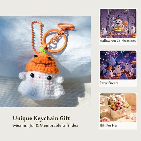Creative Cute Ghost Pendant Keychain, Fun Hand-Knitted Bag Charm Gifts for Handbag Backpack Purse Keychain Accessories Charm in Saudi Arabia
