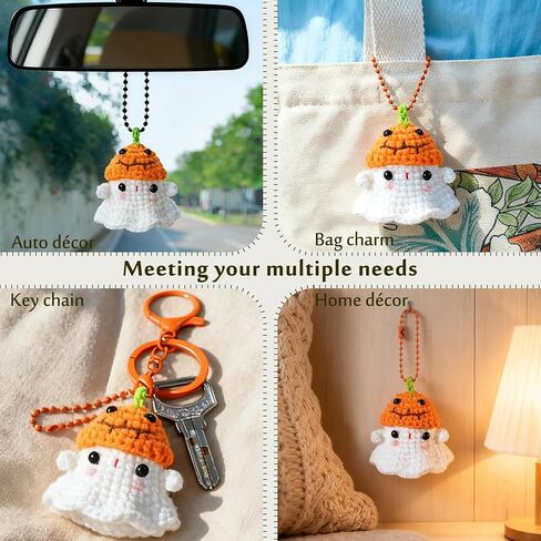 Creative Cute Ghost Pendant Keychain, Fun Hand-Knitted Bag Charm Gifts for Handbag Backpack Purse Keychain Accessories Charm in Saudi Arabia