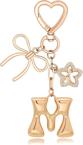 Gold Bubble Letter Bag Charms for Handbags Backpacks, Chunky Initial Keychain Gifts Purse Charm Accessories for Women Girls in Kuwait