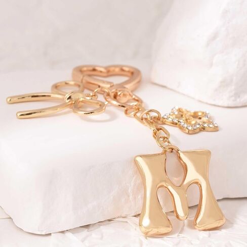 Gold Bubble Letter Bag Charms for Handbags Backpacks, Chunky Initial Keychain Gifts Purse Charm Accessories for Women Girls in Kuwait