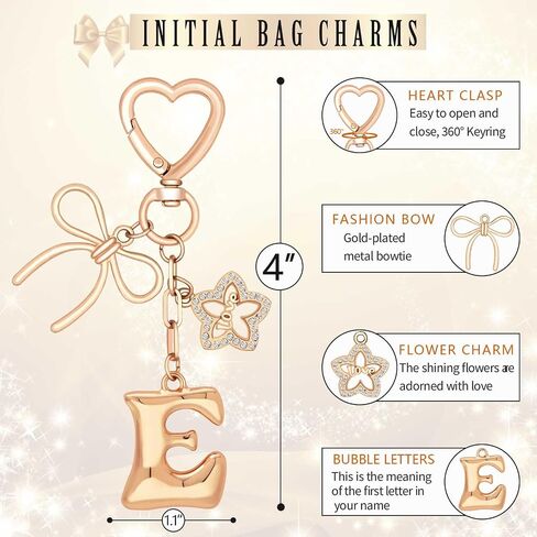 Gold Bubble Letter Bag Charms for Handbags Backpacks, Chunky Initial Keychain Gifts Purse Charm Accessories for Women Girls in Kuwait