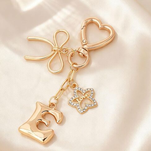 Gold Bubble Letter Bag Charms for Handbags Backpacks, Chunky Initial Keychain Gifts Purse Charm Accessories for Women Girls in Kuwait