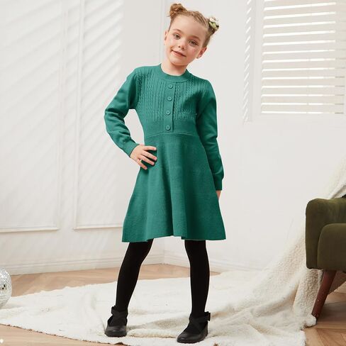 Jxstar Girls Knitted Sweater Dresses Kids Ruffle Flare Winter Dress in Saudi Arabia