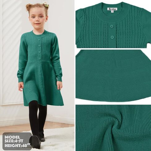 Jxstar Girls Knitted Sweater Dresses Kids Ruffle Flare Winter Dress in Saudi Arabia