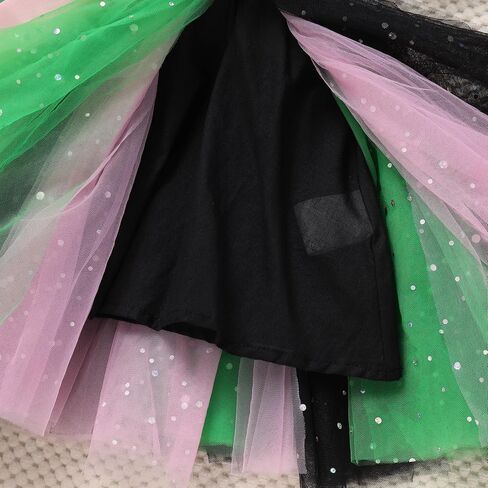 AWIBMK Witch Themed Birthday Girl Dress Headband Photo Cake Smash Outfits Rainbow Tulle Halloween Party Princess Dresses in Saudi Arabia