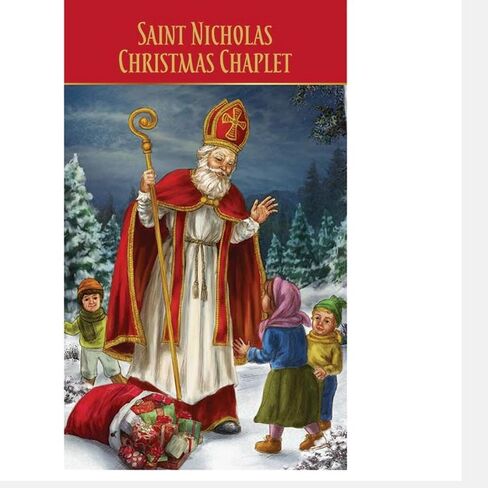 Needzo Saint Nicholas Red and Silver-Toned Rosary with Chaplet Pocket Prayer Card, Catholic Christmas Gift Set, 9.75 Inches in Saudi Arabia