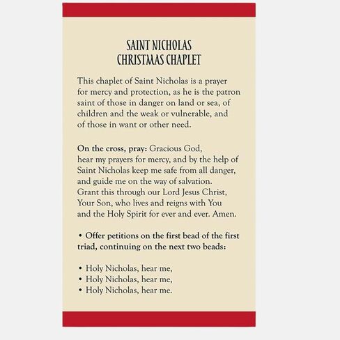 Needzo Saint Nicholas Red and Silver-Toned Rosary with Chaplet Pocket Prayer Card, Catholic Christmas Gift Set, 9.75 Inches in Saudi Arabia