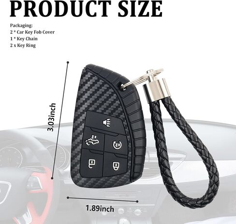 متوافق مع غطاء Chevy Key Fob وغطاء GMC Key Fob، وحافظة مفاتيح من ألياف الكربون مع سلسلة مفاتيح وحلقة مفاتيح in Saudi Arabia