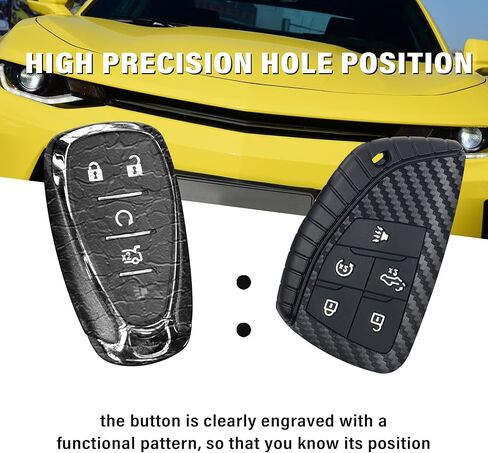 متوافق مع غطاء Chevy Key Fob وغطاء GMC Key Fob، وحافظة مفاتيح من ألياف الكربون مع سلسلة مفاتيح وحلقة مفاتيح in Saudi Arabia