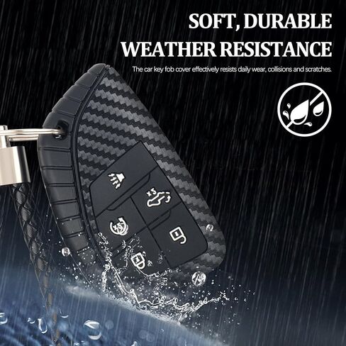 متوافق مع غطاء Chevy Key Fob وغطاء GMC Key Fob، وحافظة مفاتيح من ألياف الكربون مع سلسلة مفاتيح وحلقة مفاتيح in Saudi Arabia