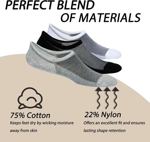 Mens No Show Socks Low Cut Ankle Short Sock Cotton Thin Casual Socks Non Slip for Loafer Flats Sneakers 3 Pairs in Saudi Arabia