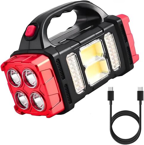 High Lumens Solar Flashlight - LED Work Light with USB-C Rechargeable, Waterproof, Multi-Function Flashlight & Lantern for Camping, Emergencies, and Outdoor in Kuwait