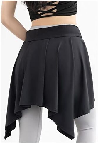 Skorts Tennis Skirt, Sports Skirt Cover Polyester Fiber Soft One Piece Absorbent Yoga Tie Up Skirt for Fitness Tennis (One Size fits All) Black in Saudi Arabia