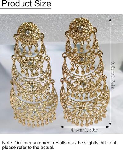 الذهب Jhumkas الهندي الأقراط للنساء خمر الهندي بوليوود الثريا الأقراط التقليدية القبلية العرقية Jhumka الأذن خواتم فستان هندي ملابس الزفاف حفلة موسيقية مجوهرات اكسسوارات in Kuwait