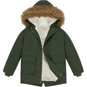 Lovekider 5-16T معاطف شتوية للأولاد سترة منتفخة دافئة سميكة للأطفال ملابس خارجية مع غطاء من الفرو الصناعي قابل للإزالة in Kuwait