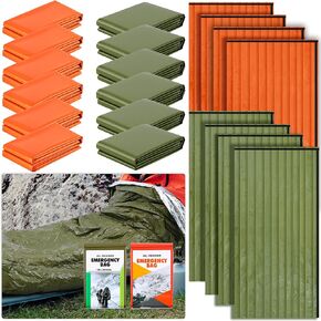 Preboun 20 Pcs Emergency Sleeping Bag Portable Lightweight Survival Bag Thermal Bivy Sack Bag Waterproof Emergency Blanket Survival Gear for Outdoor Camping Hiking Activities Homeless People Shelter in Kuwait