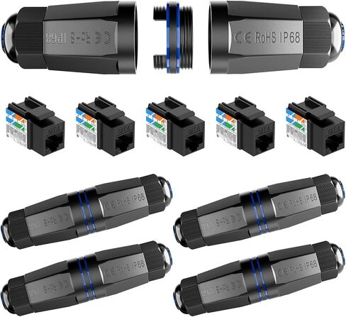 VCELINK IP68 Blank Waterproof RJ45 Coupler Box Interchangeable, Outdoor Keystone Module Cover, Compatible with RJ45/HDMI/Speaker/Coaxial/RCA Keystone, 5 Pack in Kuwait