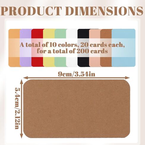 120Pcs Small Blank Paper Message Note Business Cards, 3.5x2'' Mini Index Cards for Gift, 8 Colors Blank Vocabulary Word Flash Study Cards Double Sided, Colored Notecards Unlined in Kuwait