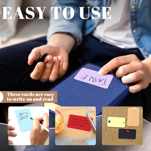 120Pcs Small Blank Paper Message Note Business Cards, 3.5x2'' Mini Index Cards for Gift, 8 Colors Blank Vocabulary Word Flash Study Cards Double Sided, Colored Notecards Unlined in Kuwait