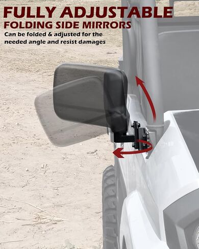 SAUTVS Adjustable Side Mirrors Compatible with Kawasaki Mule PRO-MX 2019-2025, High-definition Clear Exterior Wider Foldable Side Rearview Mirror with Bracket Accessories, 2PCS in Saudi Arabia