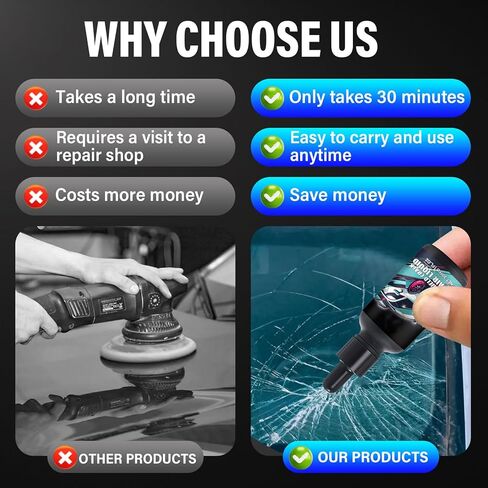 طقم إصلاح تشققات الزجاج الأمامي مكون من قطعتين، مجموعة إصلاح الزجاج الأمامي المتشققة الجديدة 2025، أداة إصلاح شرائح الزجاج الأمامي الاحترافية سهلة الاستخدام للسيارات، إصلاح سريع للزجاج الأمامي والمرايا وجميع أنواع التشققات in Kuwait