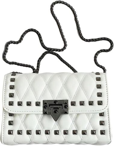 SweatyRocks Women's Shoulder Crossbody Bag Punk Rivet Purse Clutch Handbags with Chain Strap in Saudi Arabia