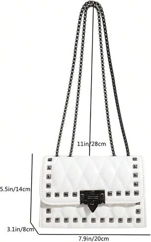 SweatyRocks Women's Shoulder Crossbody Bag Punk Rivet Purse Clutch Handbags with Chain Strap in Saudi Arabia