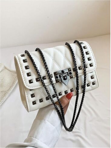 SweatyRocks Women's Shoulder Crossbody Bag Punk Rivet Purse Clutch Handbags with Chain Strap in Saudi Arabia