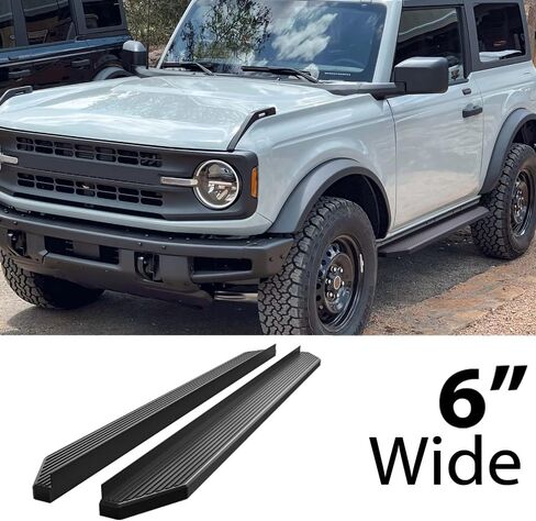 HD Ridez Running Board 6" Black Compatible with Ford Bronco 2021-2025 Sport Utility 2-Door (Nerf Bar Side Steps Side Bars) in Saudi Arabia