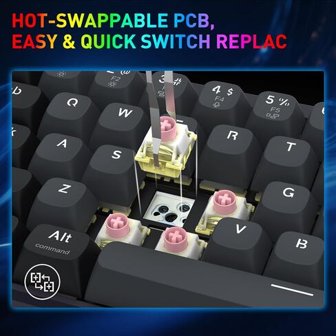 Redragon K709 PRO 65% Wireless Gasket RGB Gaming Keyboard, 68 Keys Hot-Swap Compact Mechanical Keyboard w/Free-Mod Socket, 5-Layer Noise Dampening & Round PBT Keycaps, Quiet Custom Linear Switch in Kuwait