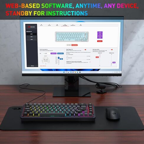 Redragon K709 PRO 65% Wireless Gasket RGB Gaming Keyboard, 68 Keys Hot-Swap Compact Mechanical Keyboard w/Free-Mod Socket, 5-Layer Noise Dampening & Round PBT Keycaps, Quiet Custom Linear Switch in Kuwait