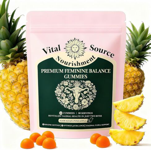 Probiotic Gummies for Women pH - Vital Prebiotic Source for Feminine Health, Balance & Immune Support - Digestive Wellness, pH & Odor Control, Vegan, Pineapple Flavor, 60 Count in Saudi Arabia